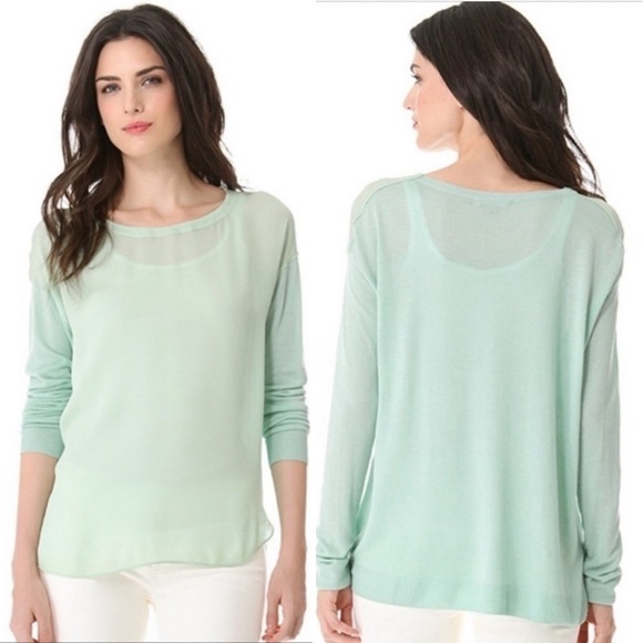 VINCE Silk Linen Sweater Lightweight Long Sleeve Top Mint Green xs xsmall - Picture 1 of 11